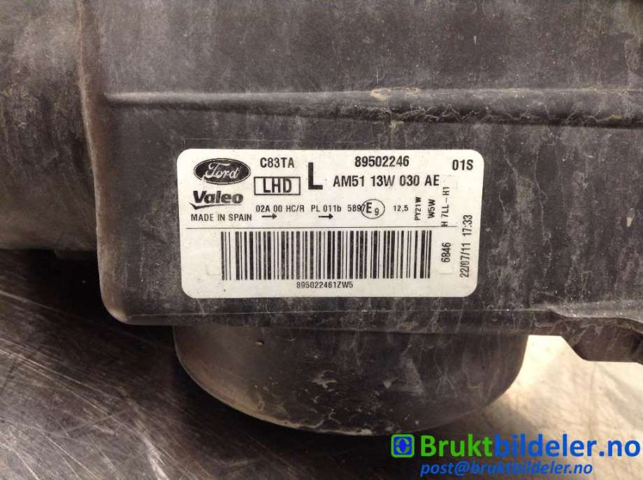 Frontlykt venstre halogen til Ford C-Max 2010-2015 (Type II, Fase 1)  (FORD|AM51-13W030-AE|)