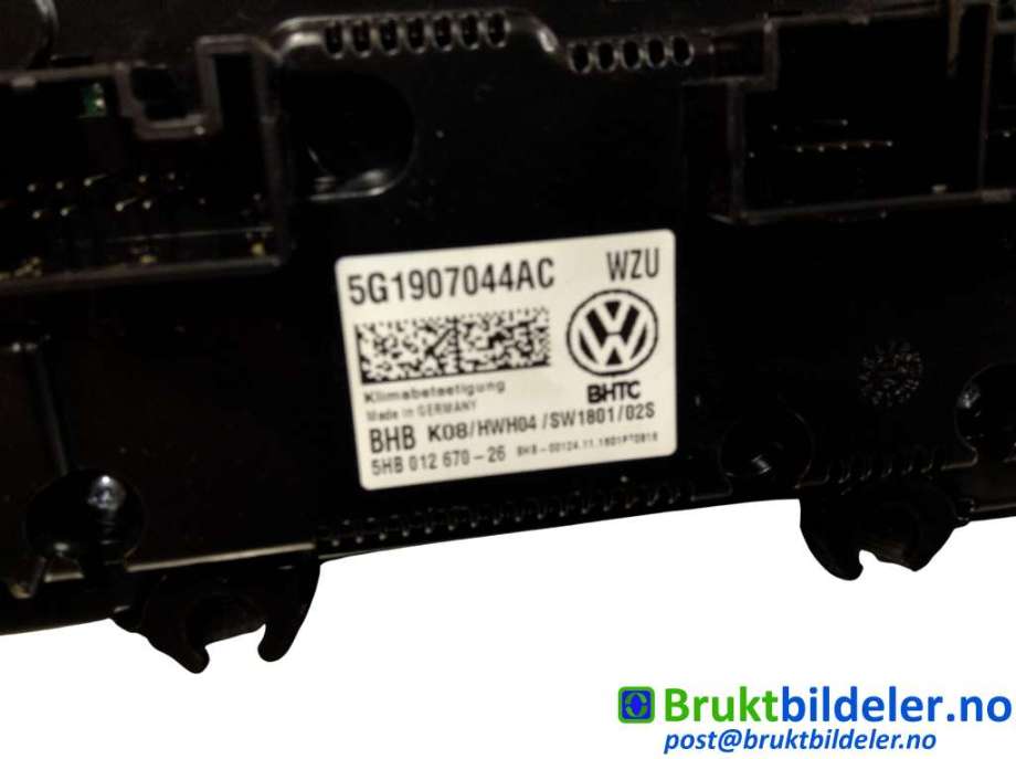 Varmeapparat betjening til VW Golf VII 2017-2020 (Fase 2) (VOLKSWAGEN|5G1 907 044 AC|5HB 012 670-26|)