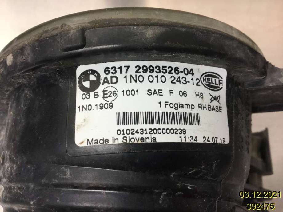 Tåkelykt høyre foran til BMW X1 2009-2015 (E84) (E84) (BMW|6317 2993526-04|1N0 010 243-12|)
