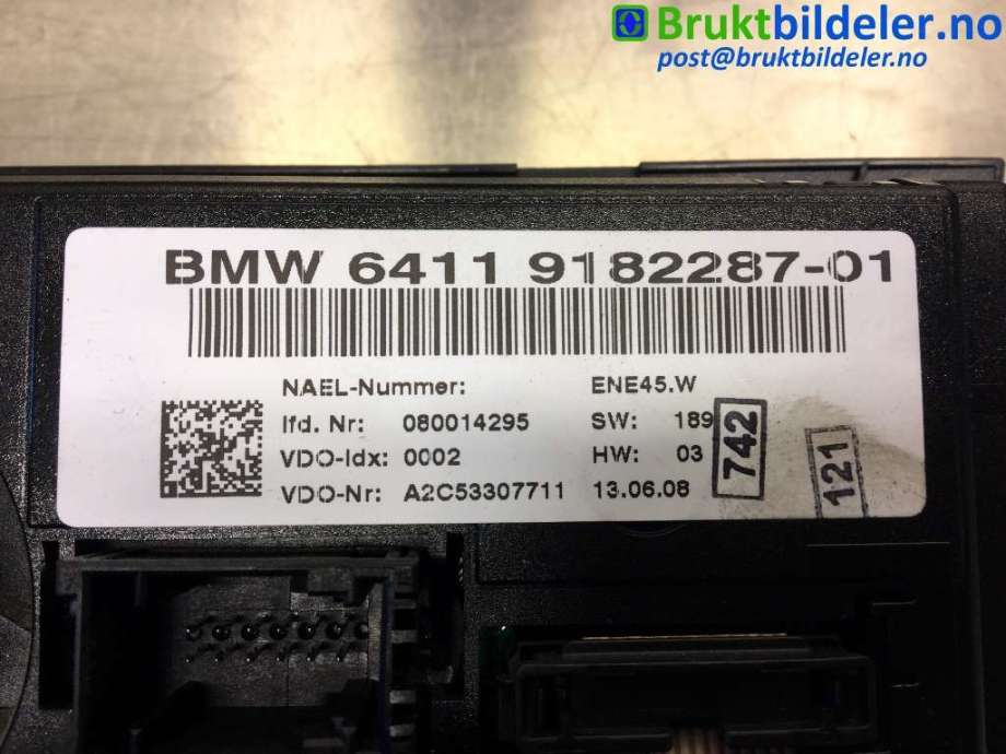 Varmeapparat betjening til BMW 3-Serie 2005-2011 (E90/E91/E92/E93) (E90/E91/E92/E93) (BMW|64 11 9 182 287-01|A2C53307711|)