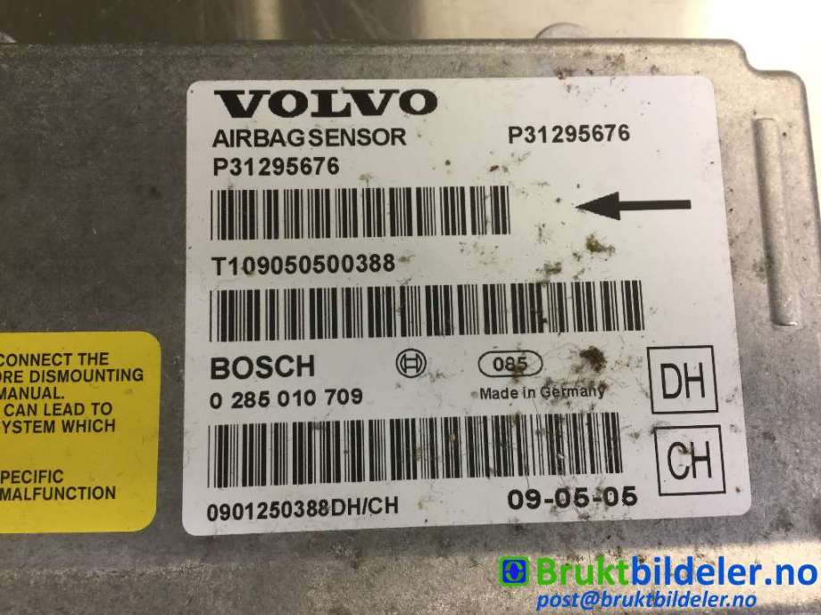 Airbag elektronikk til Volvo V70 2007-2013 (Type III, Fase 1)  (VOLVO|31295676|0 285 010 709|)