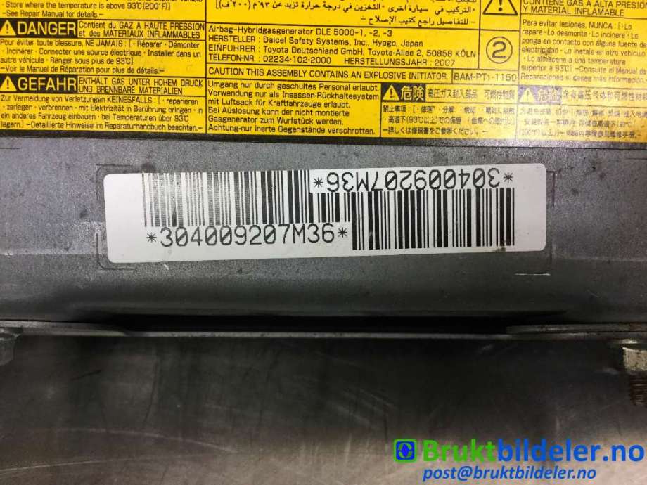 Airbag passasjer til Toyota RAV4 2006-2009 (Type III, Fase 1)  (TOYOTA||304009207M36)