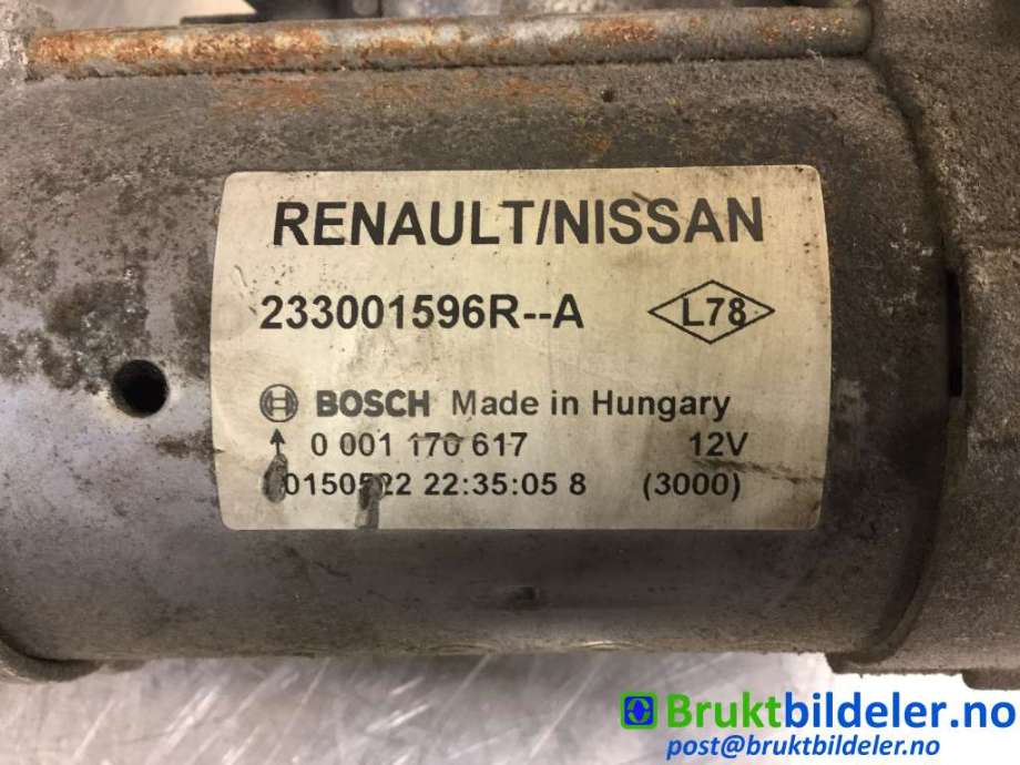 Starter diesel til Nissan Qashqai 2014-2021 (Type II)  (NISSAN|233001596R--A|0 001 170 617|)