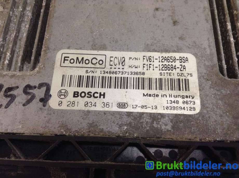 Styreenhet motor til Ford Transit Connect 2013-2018 Type II, Fase 1  (FORD|FV61-12A650-BSA|0 281 034 361|F1F1-12B684-ZA)
