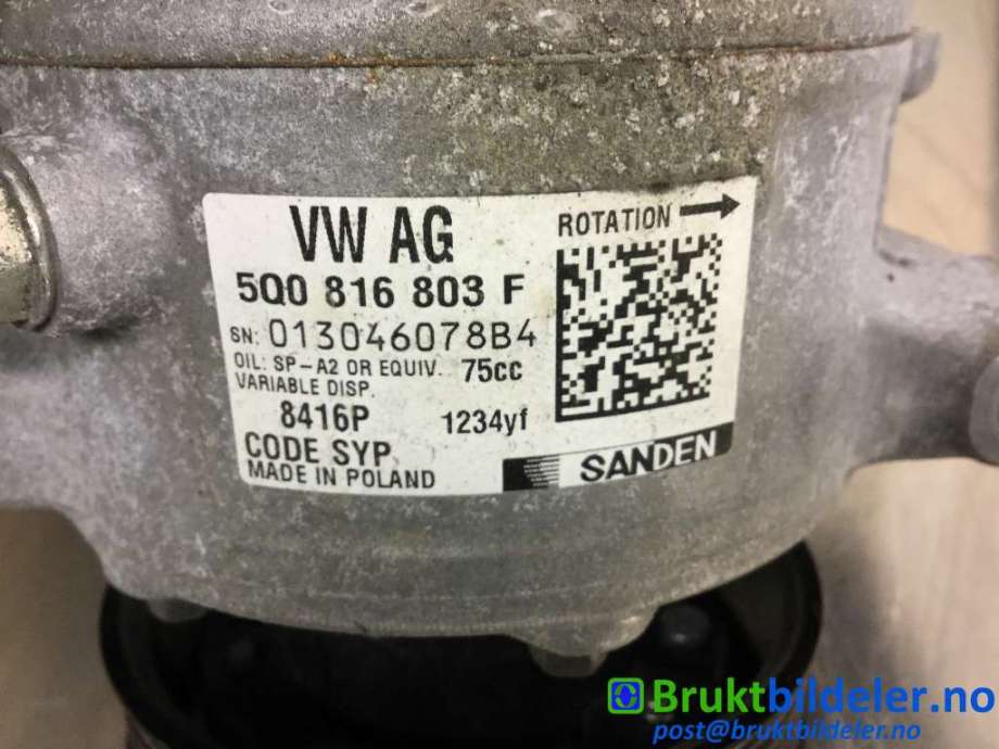 Aircondition kompressor til Škoda Octavia 2017-2020 (Type III, Fase 2)  (SKODA|5Q0 816 803 F|013046078B4|)