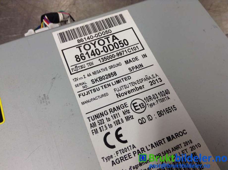 Bilstereo til Toyota Yaris 2014-2020 (Type III, Fase 2)  (TOYOTA|86140-0D050|135000-9971C101|)