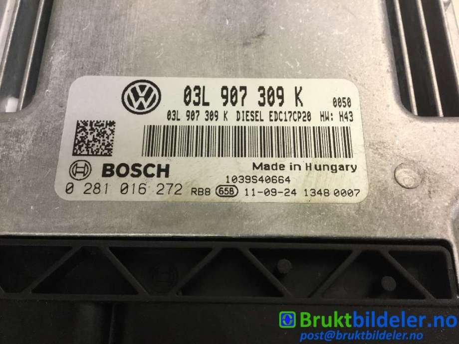 Styreenhet motor til VW Transporter / Caravelle 2009-2015 (Fase 2) (T5) (T5) (VOLKSWAGEN|03L 907 309 K|0 281 016 272|)