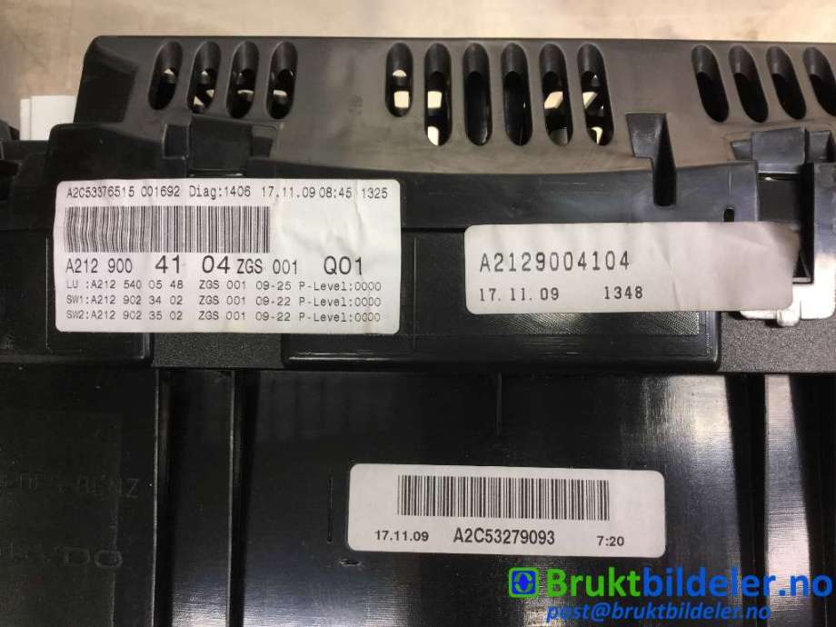 Instrumentpanel til Mercedes E-Klasse 2009-2013 (Fase 1) (W212) (W212) (MERCEDES|A 212 900 41 04|A2C53279093|)