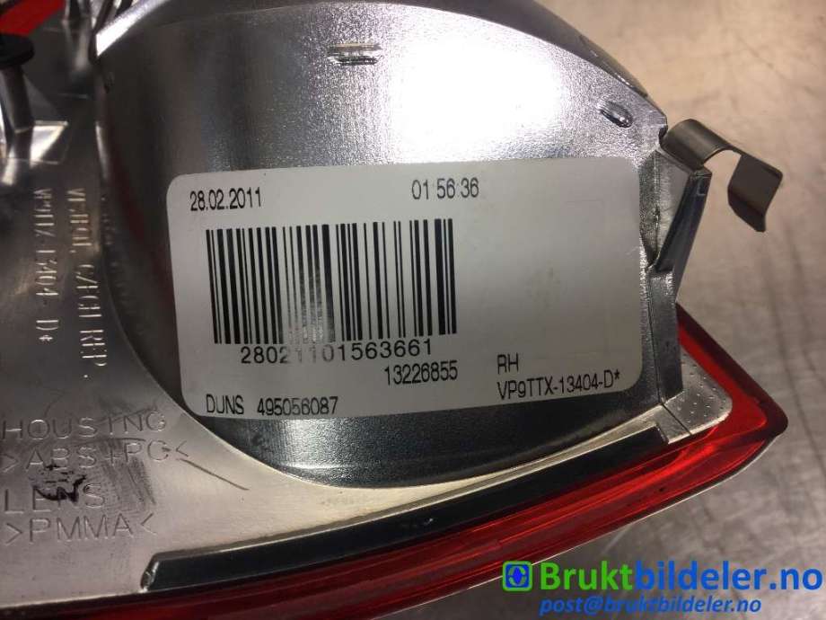 Baklykt høyre til Opel Insignia A 2009-2014  (OPEL|13226855|VP9TTX-13404-D|)