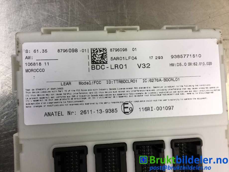 Styreenhet comfort (BCM) til BMW i3 2013-2022  (BMW|61 35 8 796 098|)