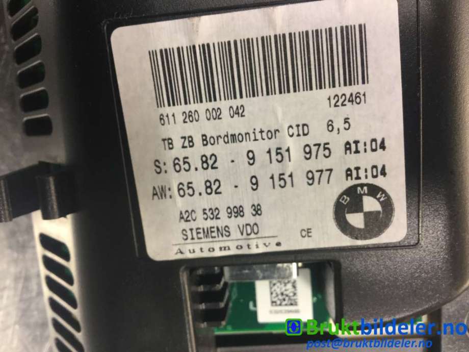 Instrument kjørecomputer til BMW 5-Serie 2003-2010 (E60/E61) (E60/E61) (BMW|6582 9 151 975|A2C 532 998 38|)