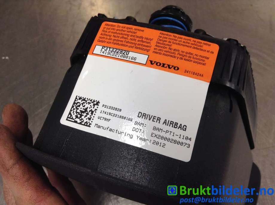 Airbag rattpute til Volvo XC70 2008-2013 (Type II, Fase 1)  (VOLVO|P31332820|T419C221080166|)