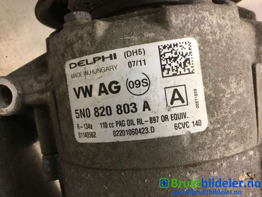 Aircondition kompressor til VW Tiguan 2011-2016 (Type I, Fase 2)  (VOLKSWAGEN|5N0 820 803 A|02201060423.D|)