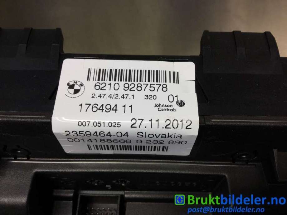 Instrumentpanel til BMW X3 2010-2017 (F25) (F25) (BMW|6210 9287578|176494 11|)