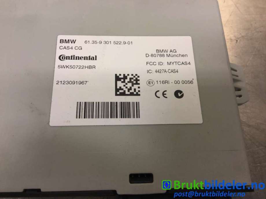 Styreenhet diverse til BMW X3 2010-2017 (F25) (F25) (BMW|61 35 9 301 522|5WK50722HBR|)