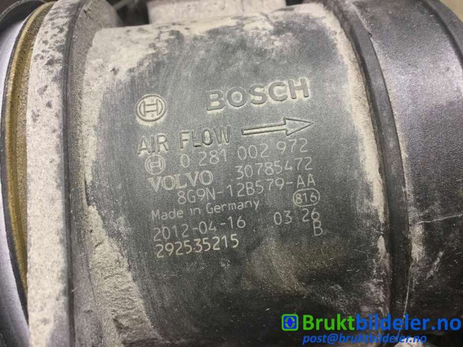Luftmengde/luftmassemåler til Volvo XC70 2008-2013 (Type II, Fase 1)  (VOLVO|30785472|0 281 002 972|)