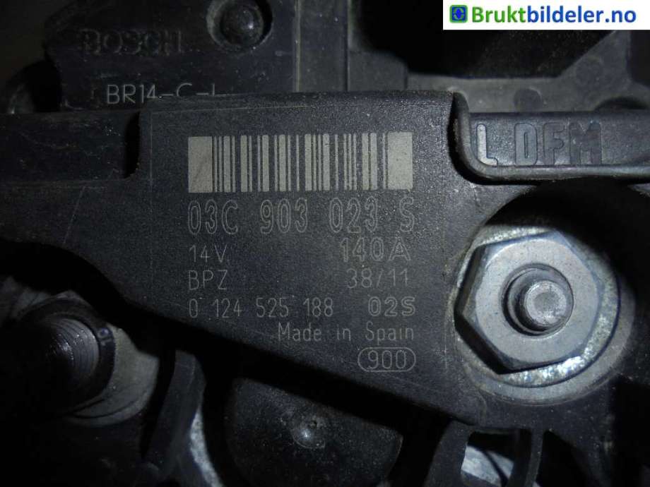 Dynamo til Audi A3 2009-2012 (Type II, Fase 2)  (AUDI|03C 903 023 S|0 124 525 188|)