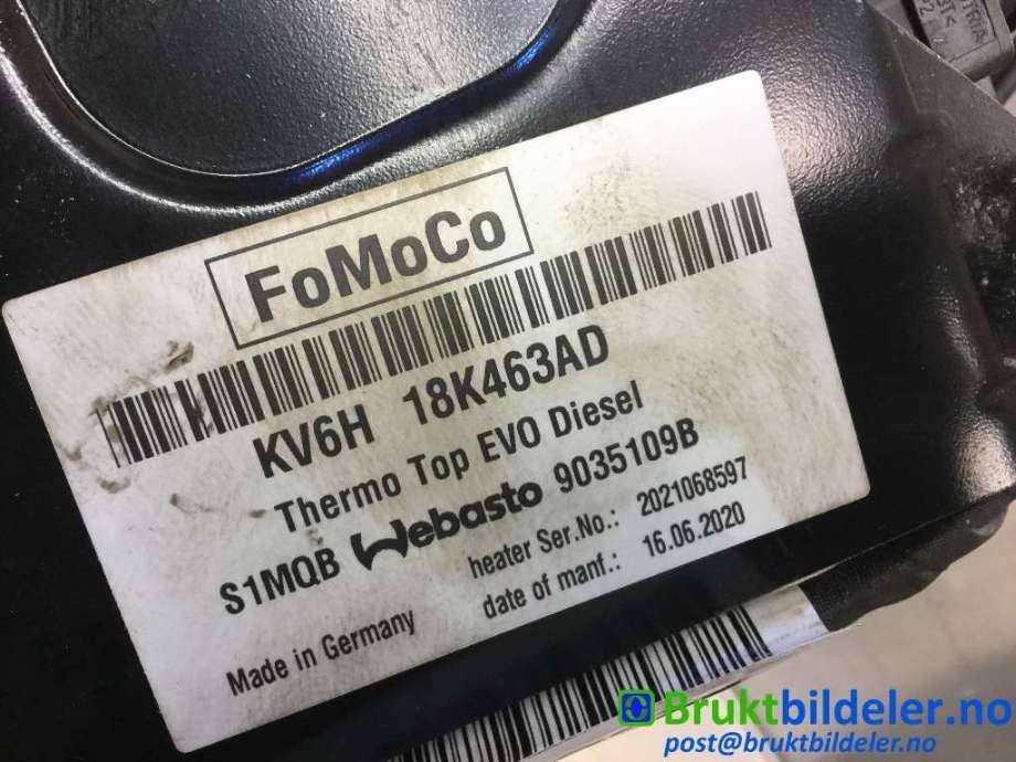 Dieselvarmer til Ford Transit Connect 2018-->> Type II, Fase 2  (FORD|KV6H 18K463AD|9035109B|)