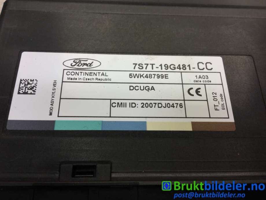 Styreenhet comfort (BCM) til Ford Mondeo 2011-2014 (Type IV, Fase 2) (FORD|7S7T-19G481-CC|5WK48799E|)