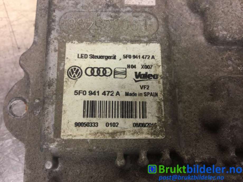 Styreenhet xenon/ballast til VW e-Golf 2017-2020 (Fase 2)  (VOLKSWAGEN|5F0 941 472 A|90050333|)