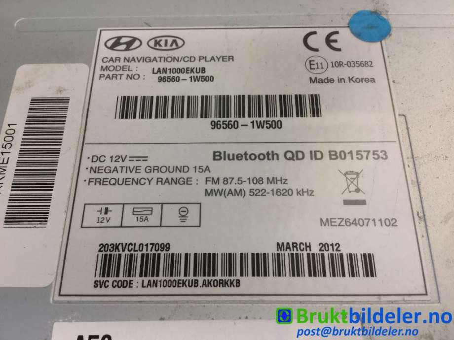 Bilstereo til Kia Rio 2011-2017 Type III (KIA|96560-1W500|)