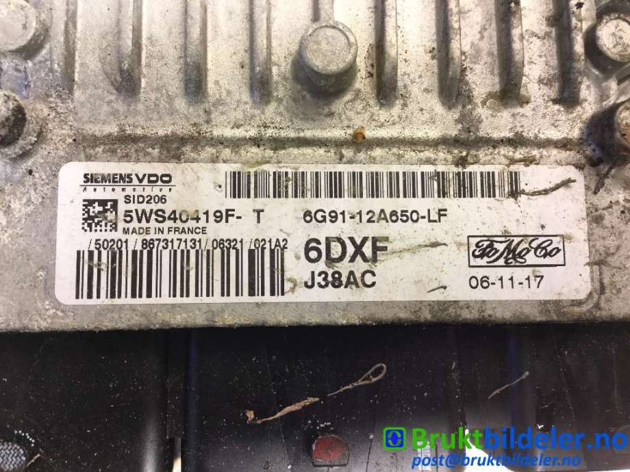 Styreenhet motor til Ford S-Max 2006-2010 (Type I, Fase 1) (FORD|6G91-12A650-LF|5WS40419F-T|)