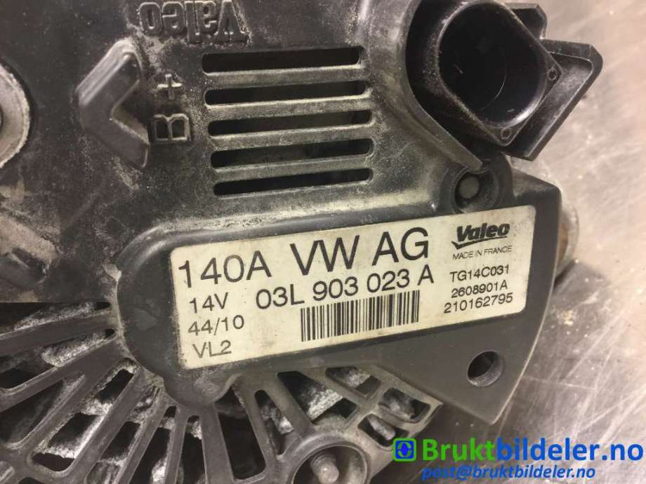 Dynamo til VW Touran 2010-2015 (Type I, Fase 3)  (VOLKSWAGEN|03L 903 023 A|2608901A|TG14C031)