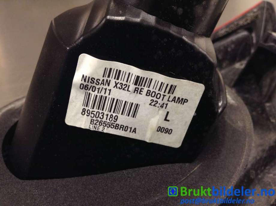 Baklykt venstre indre til Nissan Qashqai 2010-2014 (Type I, Fase 2) (NISSAN|89503189|)