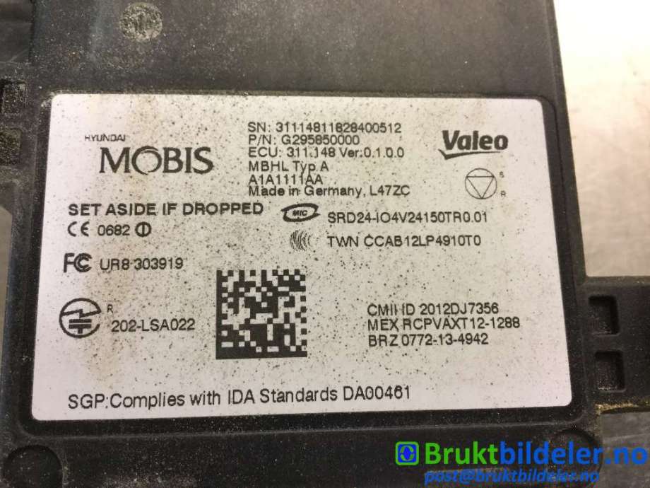 Sensor radar til Hyundai Ioniq Electric 2019-->> (Fase 2)  (HYUNDAI||UR8 303919|G295850000)