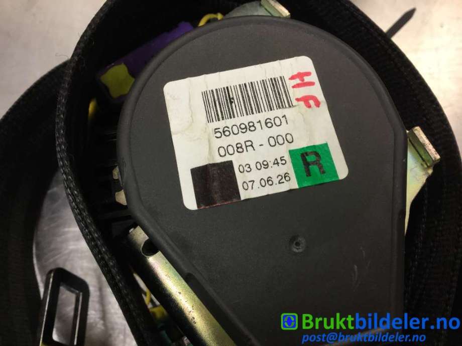 Sikkerhetsbelte foran høyre til Porsche Cayenne 2002-2006 (Fase 1) (9PA) (9PA) (PORSCHE|955 803 002 01|560981601|)