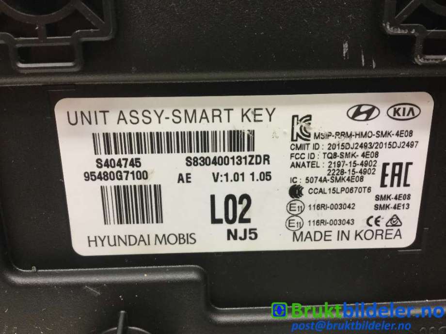 Styreenhet nøkkelfri/keyless til Hyundai Ioniq Electric 2019-->> (Fase 2)  (HYUNDAI|95480G7100|)
