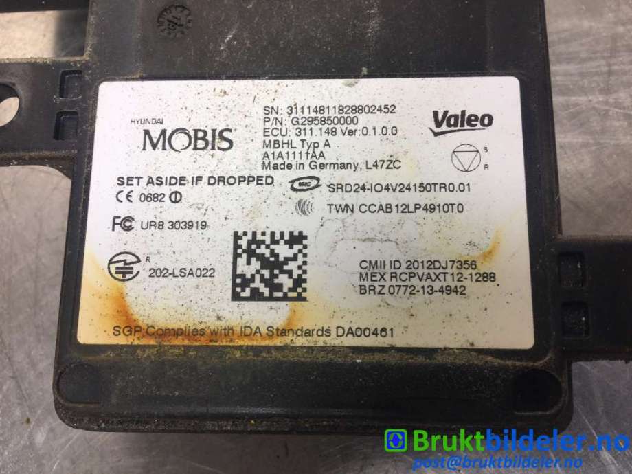 Sensor radar til Hyundai Ioniq Electric 2019-->> (Fase 2)  (HYUNDAI||UR8 303919|G295850000)