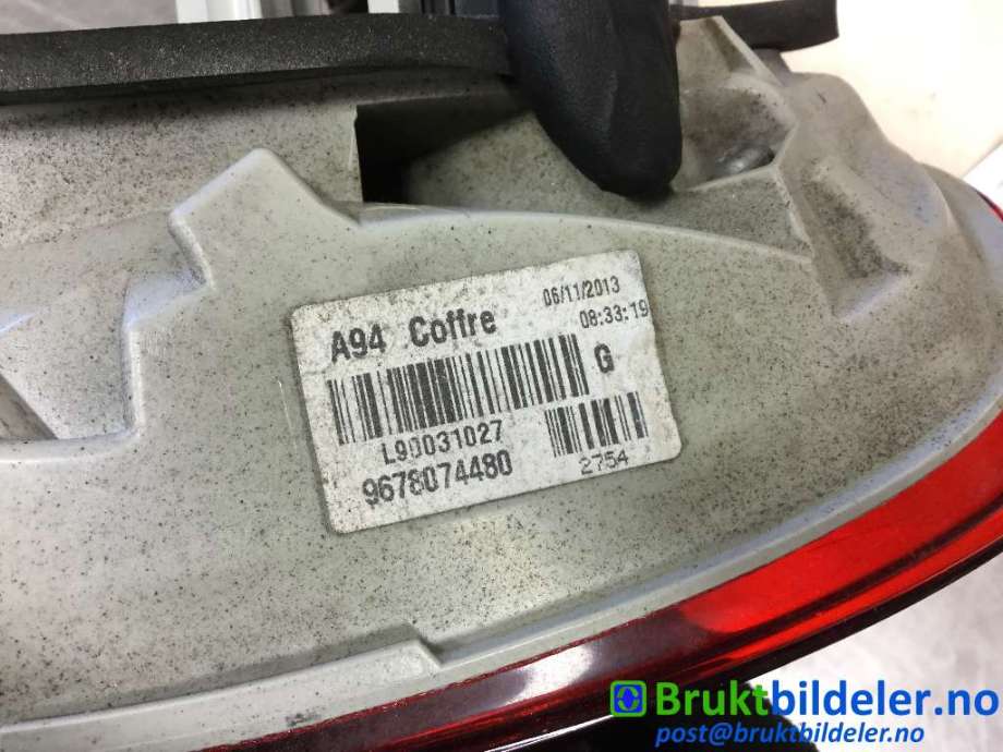 Baklykt venstre indre til Peugeot 2008 2013-2019 (Type I)  (PEUGEOT|9678074480|)