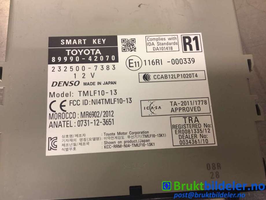 Styreenhet nøkkelfri/keyless til Toyota RAV4 2013-2015 (Type IV, Fase 1) (TOYOTA|89990-42070|232500-7383|)