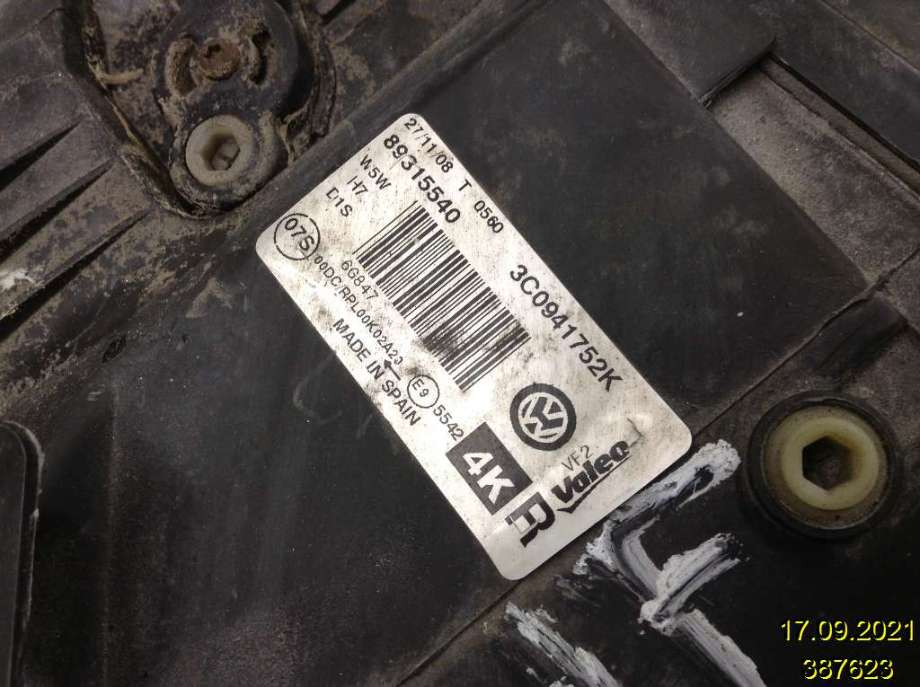 Frontlykt høyre xenon til VW Passat 2005-2010 (B6) (B6) (VOLKSWAGEN|3C0 941 752 K|89315540|)