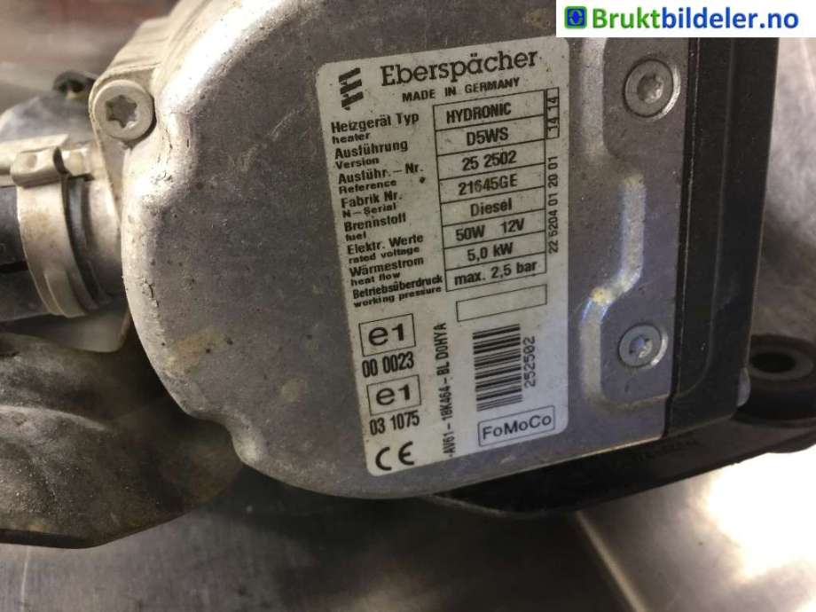 Dieselvarmer til Ford Transit Connect 2013-2018 Type II, Fase 1  (FORD|AV61-18K464-BL|)