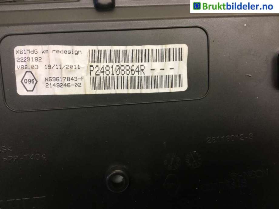 Instrumentpanel til Renault Kangoo 2008-2021 (Type II)  (RENAULT|248108864R|)