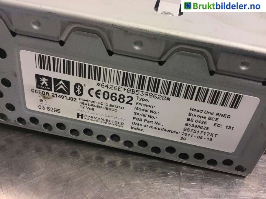 Bilstereo til Peugeot 5008 2010-2017 (Type I)  (PEUGEOT|96751717XT|)
