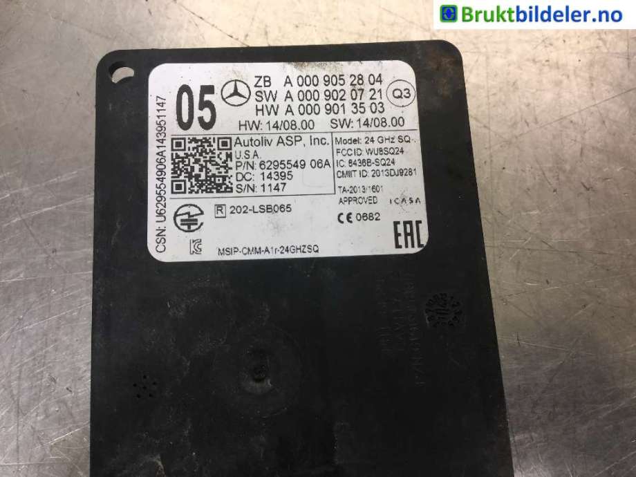 Sensor radar til Mercedes C-Klasse 2014-2018 (Fase 1) (W205) (W205) (MERCEDES|A 000 905 28 04|)