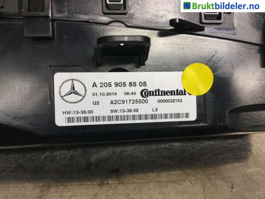 Varmeapparat betjening til Mercedes C-Klasse 2014-2018 (Fase 1) (W205) (W205) (MERCEDES|A 205 905 85 05|A2C91725500|)