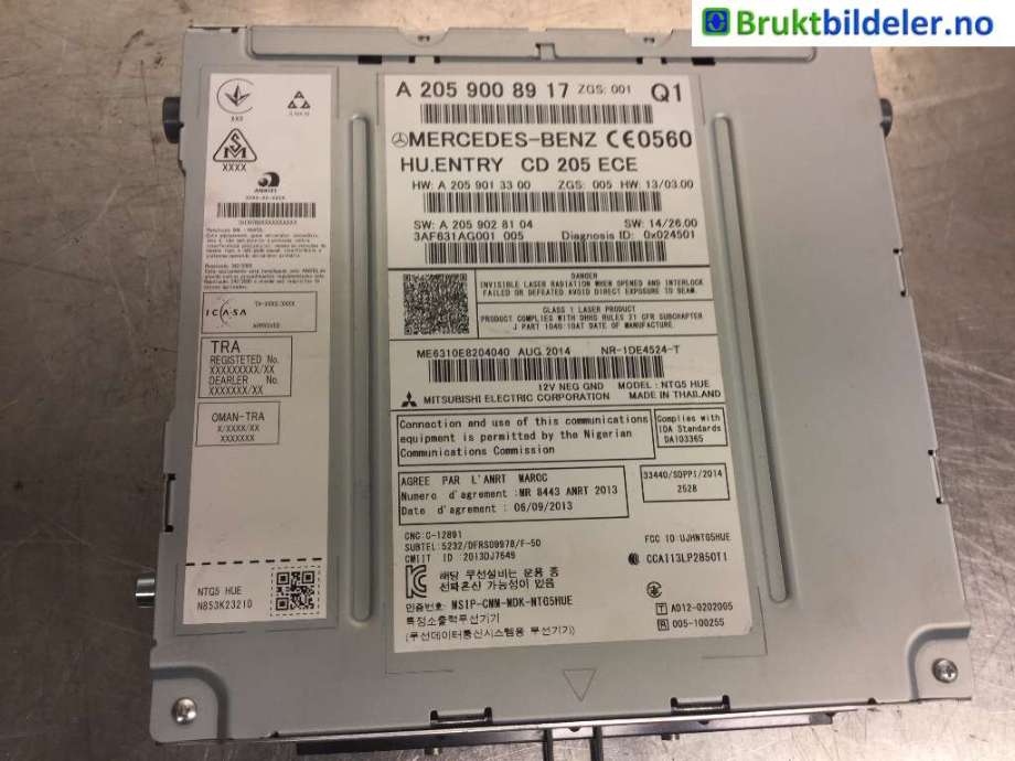 Bilstereo til Mercedes C-Klasse 2014-2018 (Fase 1) (W205) (W205) (MERCEDES|A 205 900 89 17|)