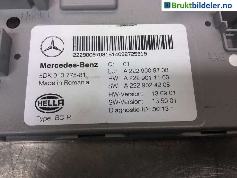 Styreenhet comfort (BCM) til Mercedes C-Klasse 2014-2018 (Fase 1) (W205) (W205) (MERCEDES|A 222 900 97 08|5DK 010 775-81|)