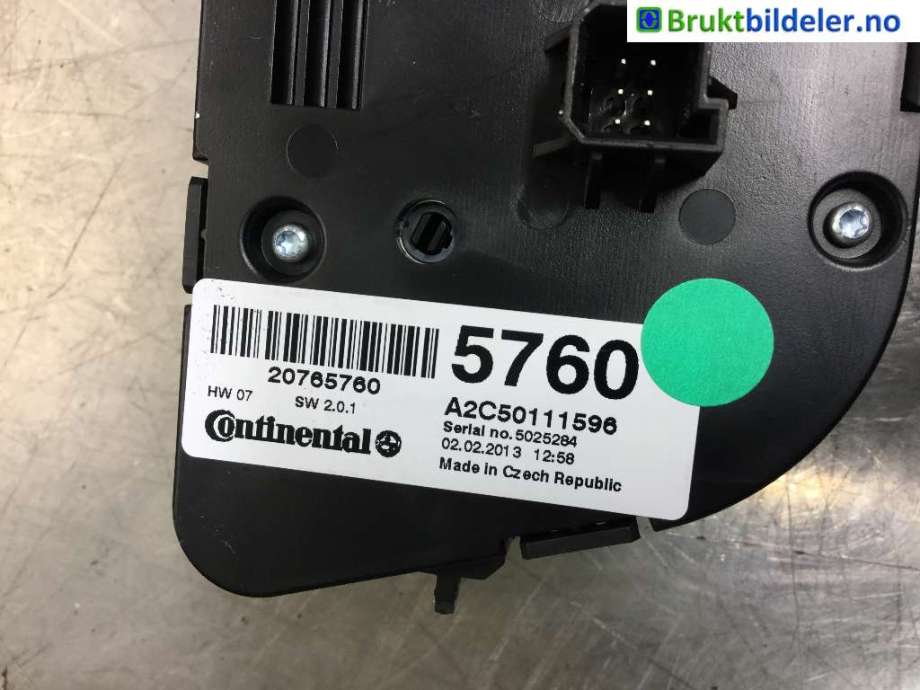 Varmeapparat betjening til Opel Mokka 2012-2016 (Type I, Fase 1)  (OPEL|20765760|A2C50111596|)