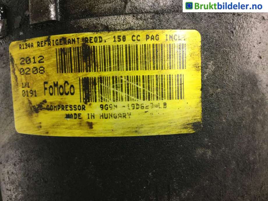 Aircondition kompressor til Ford S-Max 2010-2015 (Type I, Fase 2)  (FORD|9G9N-19D629-LB|)