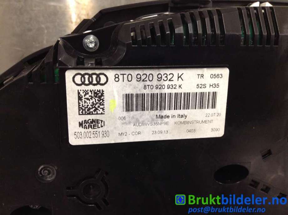 Instrumentpanel til Audi A5 2007-2016 (Type I)  (AUDI|8T0 920 320 K|503 002 551 930|)