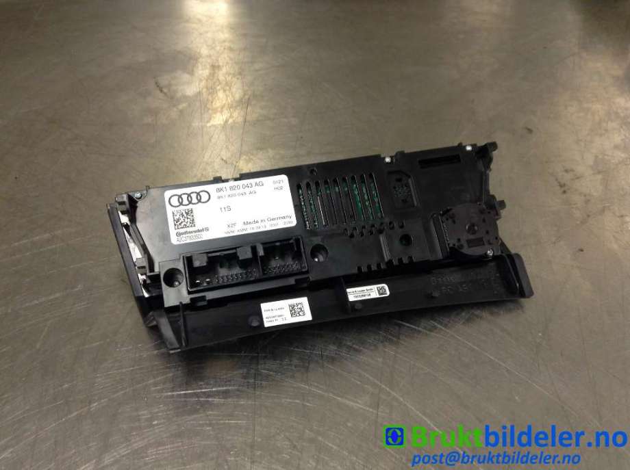 Varmeapparat betjening til Audi A5 2007-2016 (Type I)  (AUDI|8K1 820 043 AG|A2C37833500|)
