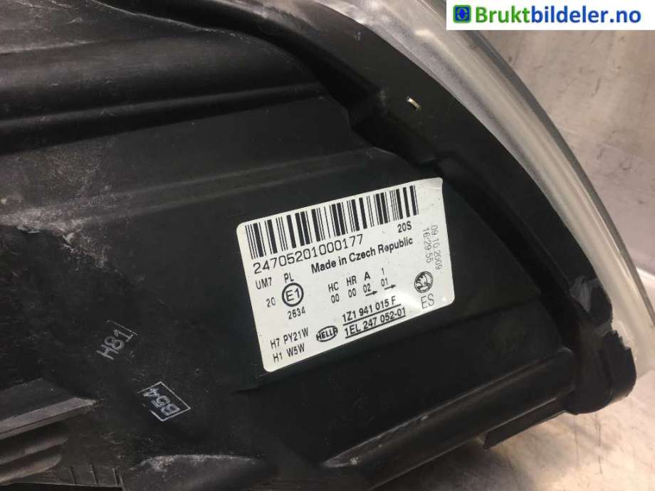 Frontlykt venstre xenon til Škoda Octavia 2009-2013 (Type II, Fase 2)  (SKODA|1Z1 941 015 F|)