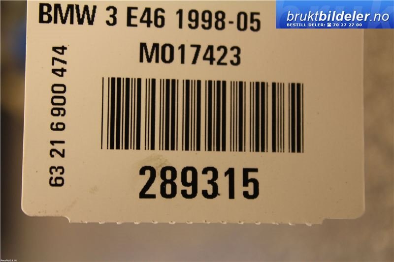Baklykt høyre til BMW 3-Serie, 1998-2005 (E46) (E46) (BMW|63 21 6 900 474)