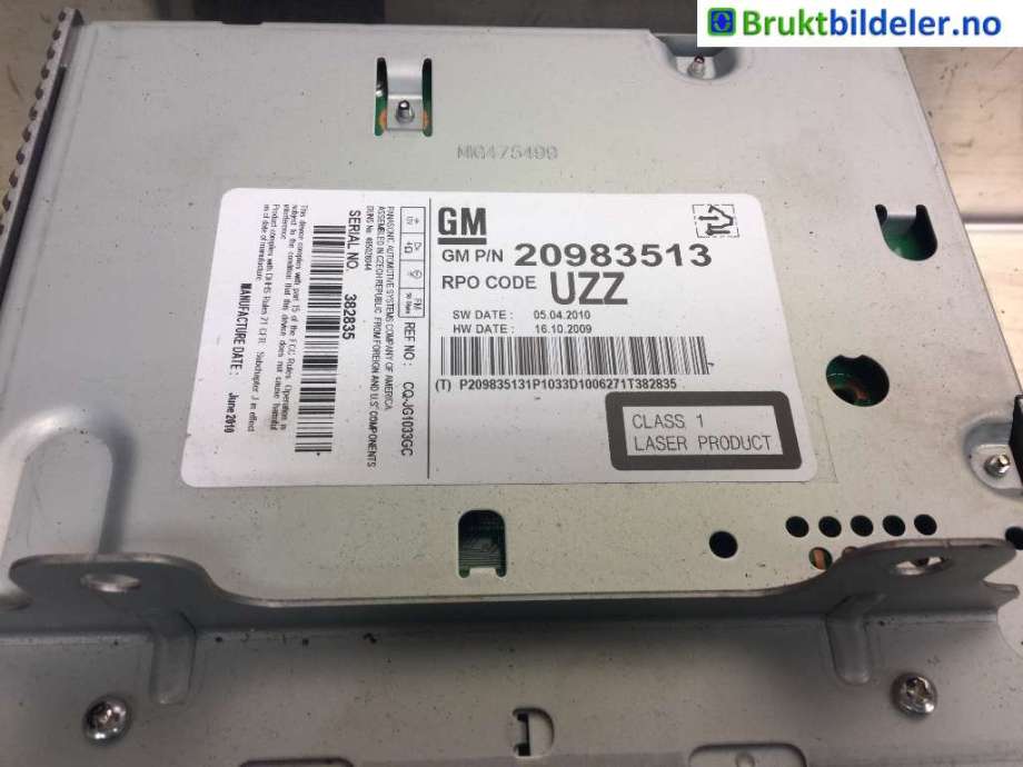 Bilstereo til Opel Astra J 2010-2015  (OPEL|20983513|)