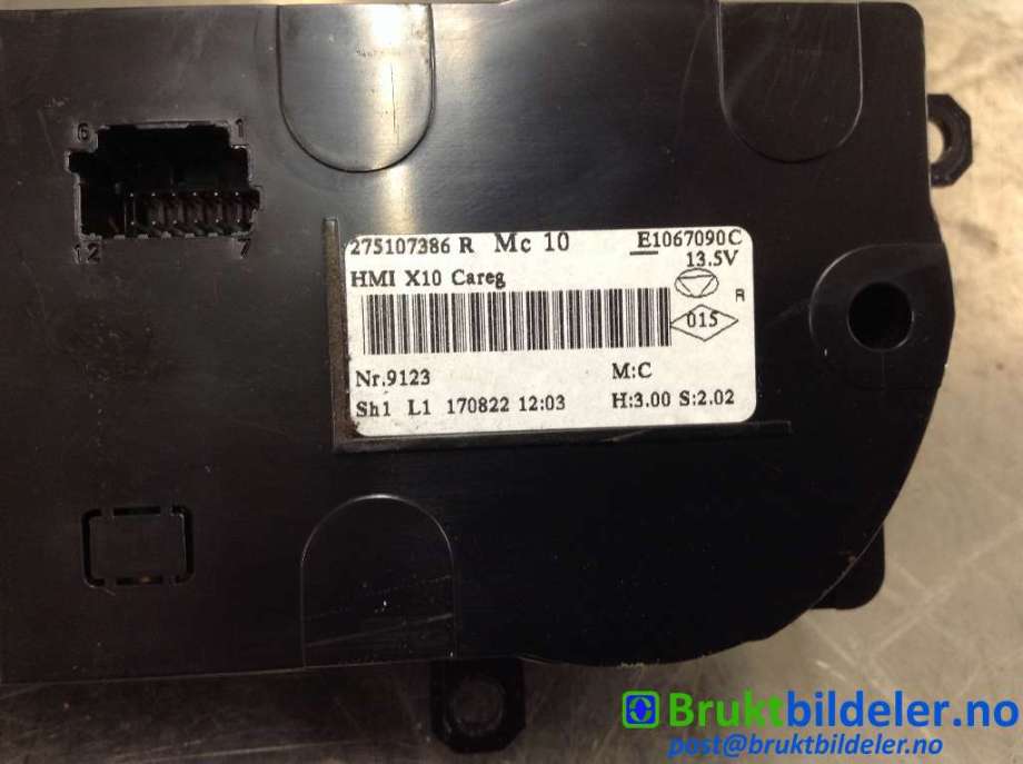 Varmeapparat betjening til Renault Zoe 2013-2019 (Fase 1)  (RENAULT|275107386R|E1067090C|)